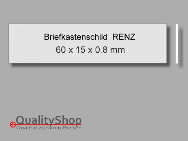 Briefkastenschild RENZ  60 x 15 x 0,8 mm silber